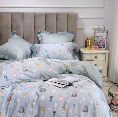 China 80S Tencel Anti-Static Bedding Bear Digital Printing Handsome Throw Painted Comforter Cover Four Piece Sheet Set for sale