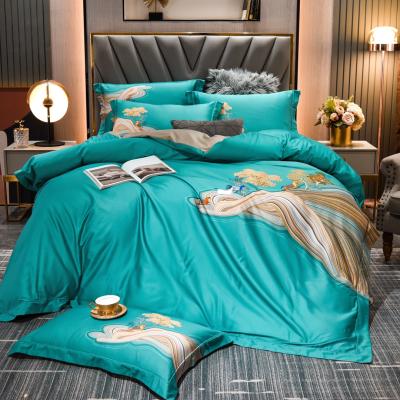 China Sustainable Cotton Bedding Digital Printing Pure 100S Pima Cotton Comforter Cover Four Piece Sheet Set for sale