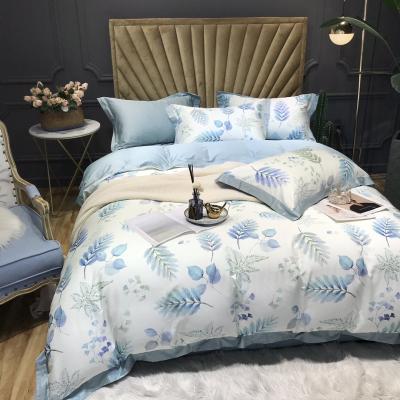 China Sustainable Bedding Set Digital Flower Print Comforter Cover Long Staple Cotton Four Piece Set for sale