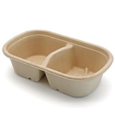 China Compostable Eco-Friendly Biodegradable Sugar Cane Disposable Paper Lunch Box Containers for sale