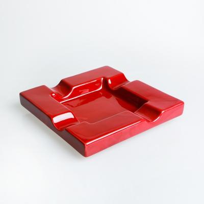 China Hot Sale Smoking Smokeless Round Square Red Custom Ceramic Ashtray Accessories for sale