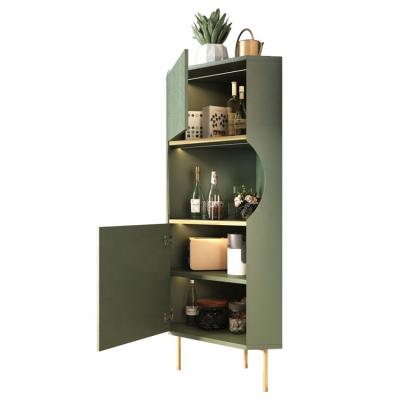 China Modern Wholesale Green Living Room Furniture Stainless Steel Drinks Storage Corner Corner Cabinet for sale