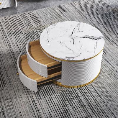 China (Size)Adjustable Modern Marble Coffee Table Stainless Steel Living Room Center Table Gold Coffee Table for sale