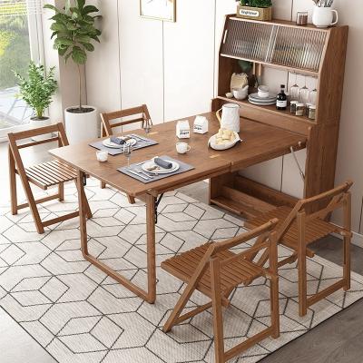 China Convertible Folding Dining Tables Set Modern Extendable Solid Wood Dining Table for sale