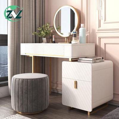 China (Others) Latest Adjustable Bed Set Home Furniture Make Up Dressing Table With Mirror Carbon Steel Leg Storage Bedrooms for sale