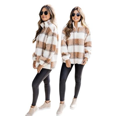 China Anti-wrinkle 2021971 2021 Winter Fashion Ladies Jacket Women Plaid Pullover Casual Hoody Jacket for sale