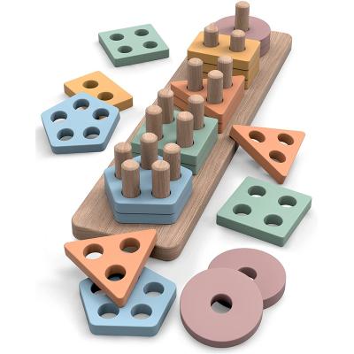 China Building Toy Geometric Blocks 6pcs Montessori Educational Wooden Toy Equipment Montessori Materials for sale