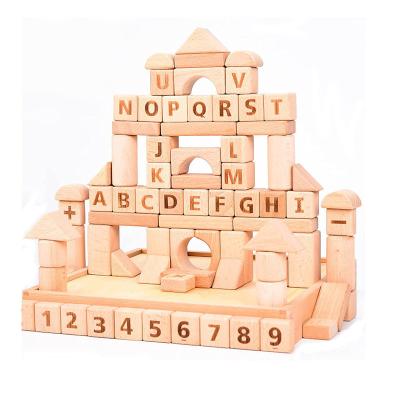 China 2022 Educational And Environmentally Friendly Natural Wooden Stacking Building Blocks Toys Fun Educational Toys For Children Develop Cognitive Skills 82PCS for sale