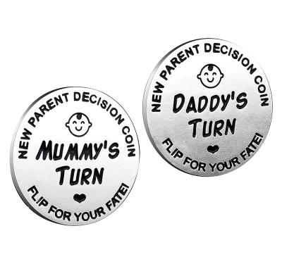 China Funny Religious Decision Coin For New Parents Gifts For Newborn Gifts Flip Coin Decision Mother Mom Dad Baby Day, Baby Shower Gift for sale