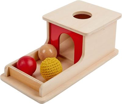 China Plywood Montessori Object Permanence Wooden Box with Ball Assortment Game Kids DIY Educational Tray and Family Training Toys for sale