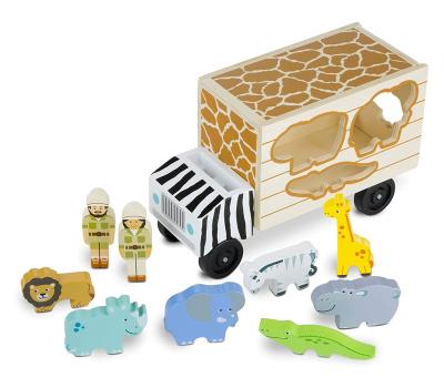 China Rescue Toy New Arrival Wood Animal Cartoon Matching Truck Car Toys For Children for sale