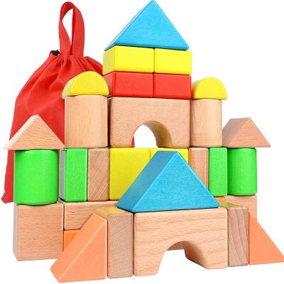 China Electronic Wooden Toy Best Selling Montessori Educational Toy Color Printing Wooden Building Blocks Set 100 Pieces Learning Toys For Children Ki for sale