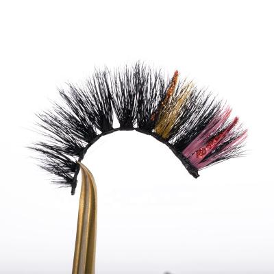 China Wholesale Colored Hot Multi Colored Ins Tint Mink Lashes With Glitter Private Label Customize Two Tone Color Glitter Lick for sale