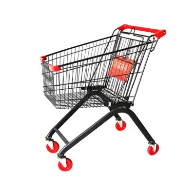 China 280l Large Size Antirust Hand Push Four Wheel Asian Supermarket Trolley Shopping Supermarket for sale