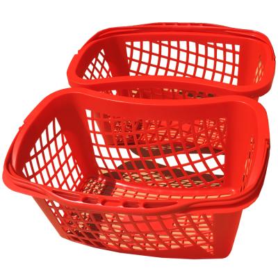 China Eco-friendly Supermarket 28l Red Used Basket Shop Display Basket Small Shopping Baskets for sale