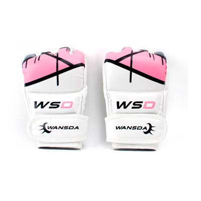 China Premium Boxing Gloves Adults Thai White Rose Custom Leatherette Fight Gloves For Women for sale