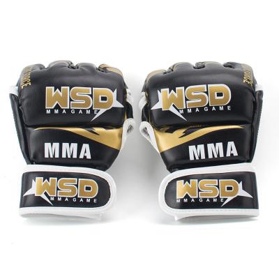 China Customized High Quality Gants De Boxe Logo Black Half Finger Mma Boxing Gloves Adults For Kids for sale