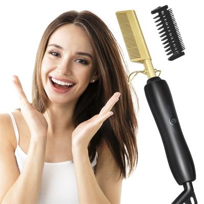 China Fashionable Hair Straightener Irons Flat Straightening Brush Comb Hair Styler Curling Iron Hair Curler Hot Heating Straight Comb for sale