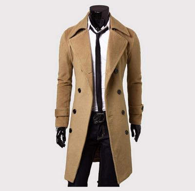 China Slim Fit Men's Woolen Coat Viable Suit Cross-Breasted Casual Slim Fit Mens Wool Coat Long for sale