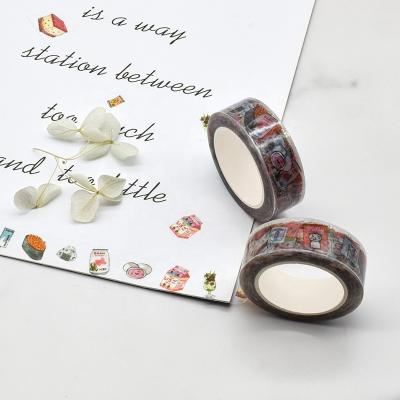 China Waterproof Sticky Decorative Paper Colorful Adhesive Glitter Tapes Stationery Stripe Washi Tape for sale