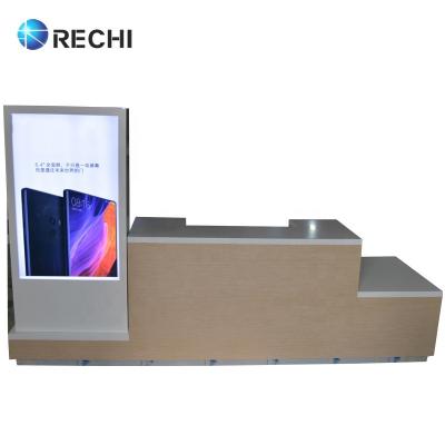 China Retailer Electronic Chain Store RECHI Customize Wooden Floor Retail Display Stand For Speaker And E-scooter, Enhance Your Brand Image for sale