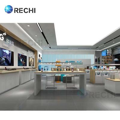 China Modern RECHI Digital Lifestyle Products Showcase Showcase with Hooks for Mobile Phone Store Interior Design and Lifestyle Store Fitout for sale