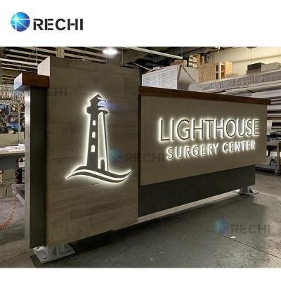 China Waterproof LED Modules RECHI Advertising Light Box Store Signage 3D Metal Led Sign Luminous Letter Led Backlit Sign With Brushed Stainless Steel Face for sale