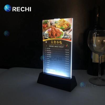 China RECHI Waterproof LED Modules Customize Light Table Advertising Signage For Retail Store Countertop Acrylic LED Illuminated Menu Sign Holder for sale