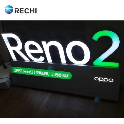 China Mobile Phone Shop Brand Promotion RECHI Countertop Brand Logo Advertising Light Sign For Mobile Phone Shop Table Top Led Luminous Light Up Sign Letters for sale