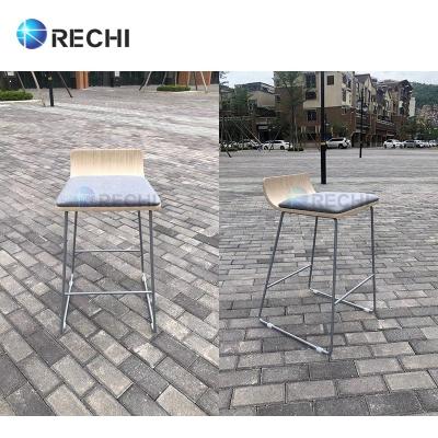 China RECHI Style Designer Vintage European Custom Contemporary MDF Velvet Fabric Foam Metallic Stools For Hotel Cafe Mobile for sale