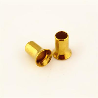 China Custom Tin Plated Connection Trumpet Pipe Silver Plated Tubular Brass Rivets For Leather for sale