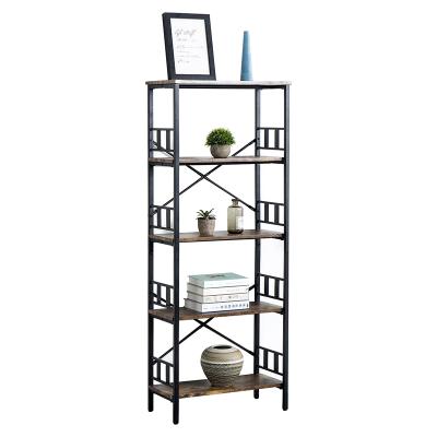 China Convertible Modern Style Industrial Bookshelf With Metal Frame Home Office Bookcases Storage Shelf for sale