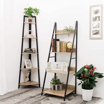 China Customized Modern Design 5 Tiers Wooden Corner Down Hit Shelf Storage Shelf Living Room for sale