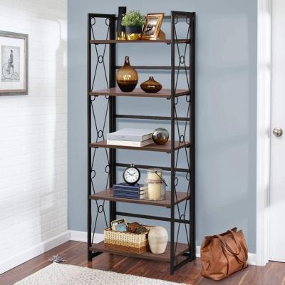 China 2020 New Durable 5 Tier Wood And Metal Storage Shelf Display Shelves From The Point for sale