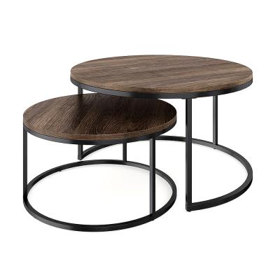 China Simple New Design Wooden Coffee Table Wire Coffee Table With Metal Frame Living Room Furniture 2 Tier for sale