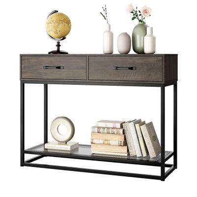 China Other Morden Style Bedside Table Wood Side Desk With Metal Frame For Living Room for sale