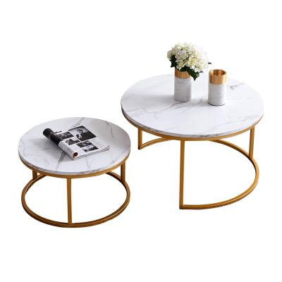 China Modern Luxury Design Nested Round Coffee Table Set Home Office Marble Top Nested Cafe Desk for sale