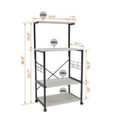 China Kitchen Stocked Baker Rack Storage Shelf Kitchen Organizer Rack 4 Tier Serving Shelves Adjustable for sale