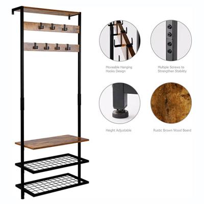 China Knocked Down Metal Frame Multi Function Garment Rack Coat Storage Rack Hanger Hangs Rack Entryway Clothes Rack for sale