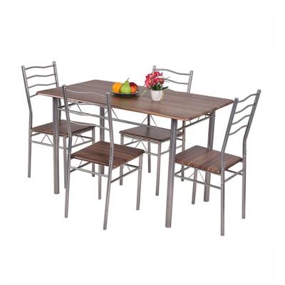 China Modern simple home restaurant style solid wood and metal frame dining table and chair set for home restaurant for sale