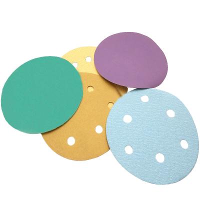 China Factory Sale High Performance Long Life Green Hook And Loop Customized Red Yellow Colored Polishing Dry Abrasive Disc for sale