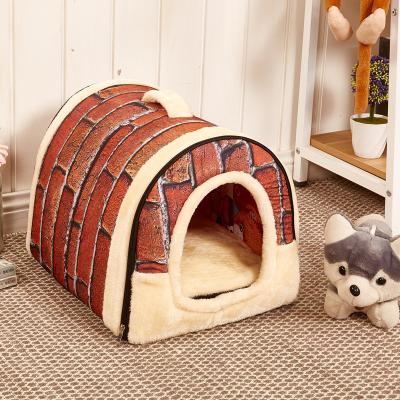 China Plush Cat Dog Pet Bed House Nest Mat Sustainable Soft Autumn And Winter Keep Warm Indoor Sofa Cage Kennel for sale