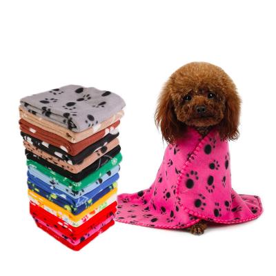 China Wholesale Breathable Soft Pet Blanket Plush Cat Dog Fleece Multicolor Paw Print Keep Warm In Autumn And Winter for sale