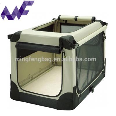 China Viable Dog Cat Pet Fabric Portable Carrier Folding Tote Crate Cage Steel Pipe for sale