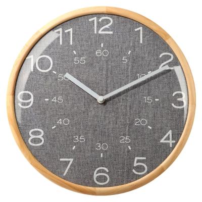 China Custom Gray Burlap Face Fashion Modern Wooden Wall Clock from FILE Frame for sale