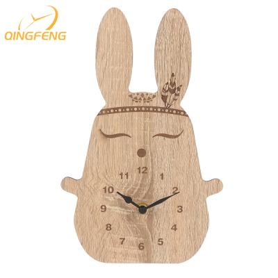 China BRIEF Shape Kids MDF Animal Wall Table Clock Lovely Art Design Cute Wooden Cartoon Gift For Babies Kids Room for sale