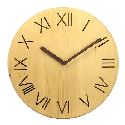 China Hot Sales Style Wooden Wall Clock Antique Natural Color Wholesale Wall Clocks For Decor for sale