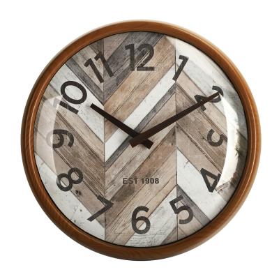 China Fashion Creative Fancy Decorative Decorative Glass Cover Vintage Custom Plastic Wall Clock for sale