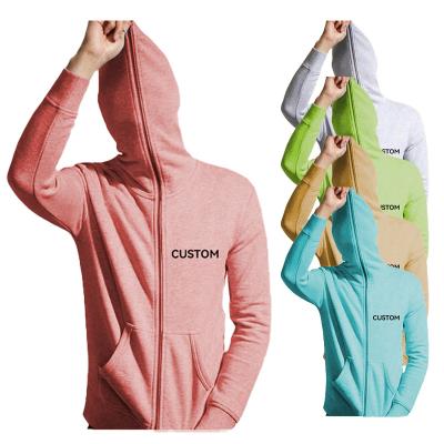 China Breathable fleece pullover men's unisex hoodies zipper over full face zipper white face zipper custom hoodie for sale