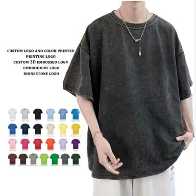 China Wholesale White Breathable Oversized Bullet Men's Tee Shirt Vintage Washed T Shirts For Men for sale